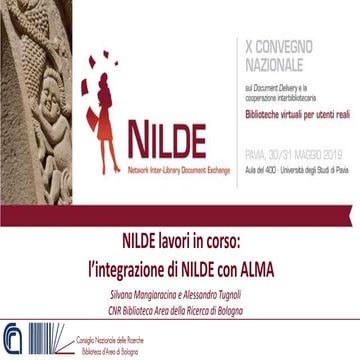 NILDE lavori in corso: l’integrazione di NILDE con ALMA