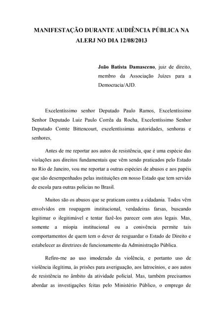 Manifestacao durante audiencia publica na alerj