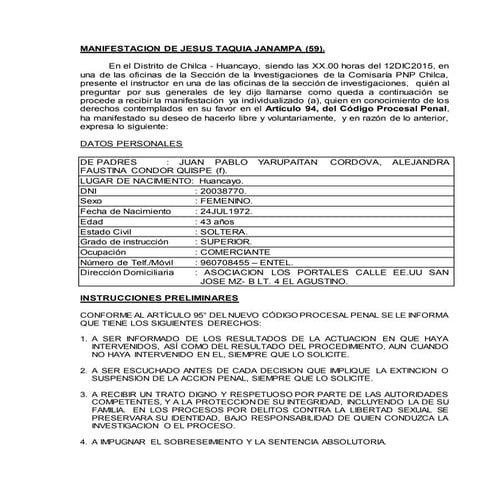 Manifestacion personal del ee. ee.