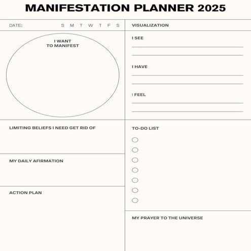 Manifestation Planner 2025 – Daily Law of Attraction & Mindset Journal ...