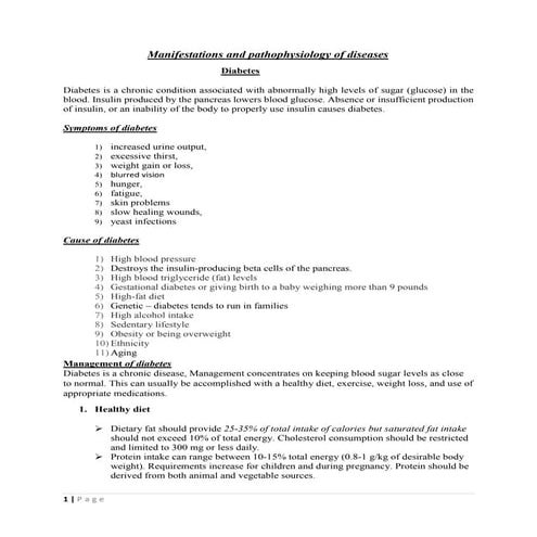 Manifestations and pathophysiology of diseases PDF