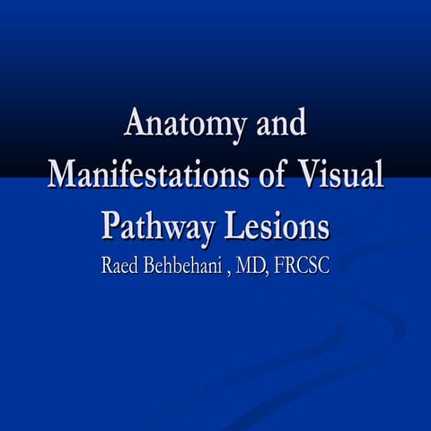 Manifestations of visual pathway lesions