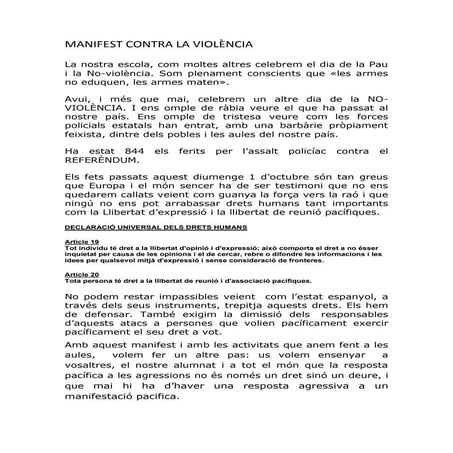 Manifest contra la violència