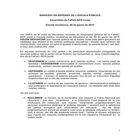 Manifest FAPAC Jovellanos 28 gener 2012