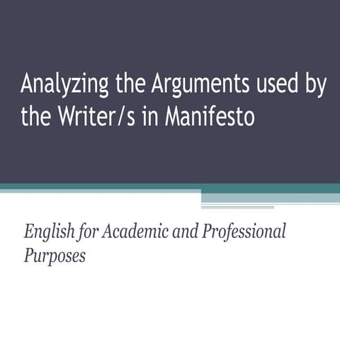 Manifesto in English for Academic and Professional Purposes
