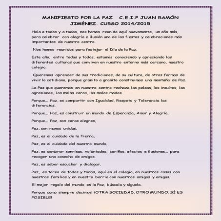 Manifiesto por la paz   2014-2015