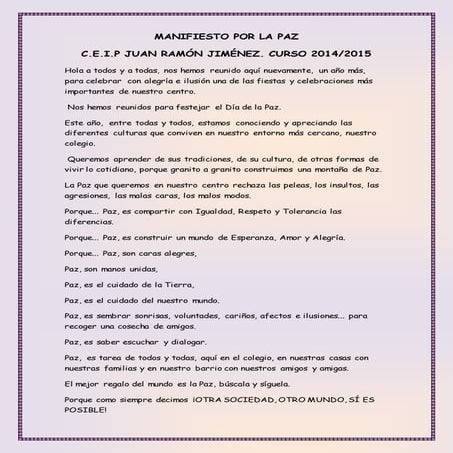 Manifiesto por la paz   2014-2015