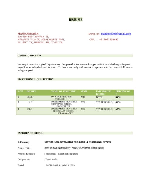Sudhakar new experience cv | PDF