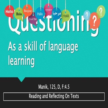 Questioning as a skill of language learning