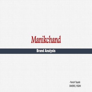 Brand Analysis - Manikchand