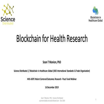 Blockchain for Health Research - HHS PCOR Manion