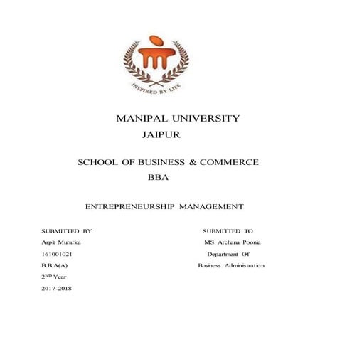 entrepreneurship management rashmi bansal assignment