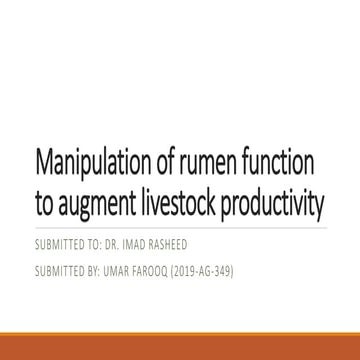 Manipulation of rumen function to augment livestock productivity
