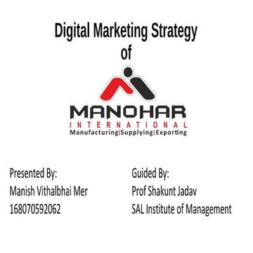 Digital marketing strategy of Export Unit