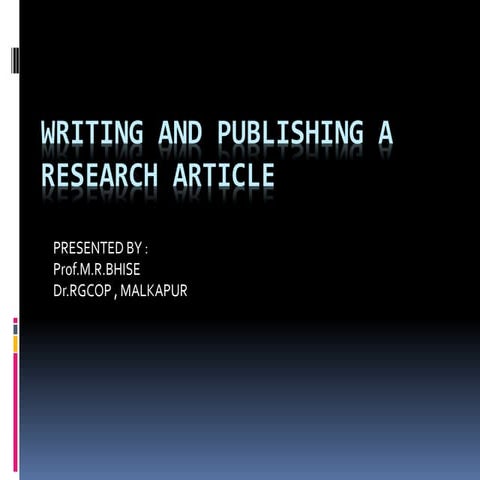 Manish ppt on writing and publishing an article
