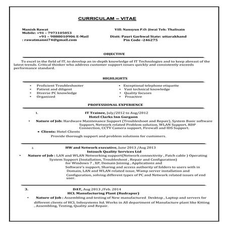 Manish resume
