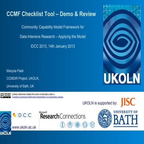 Community Capability Model Framework Checklist Tool - Demo & Review
