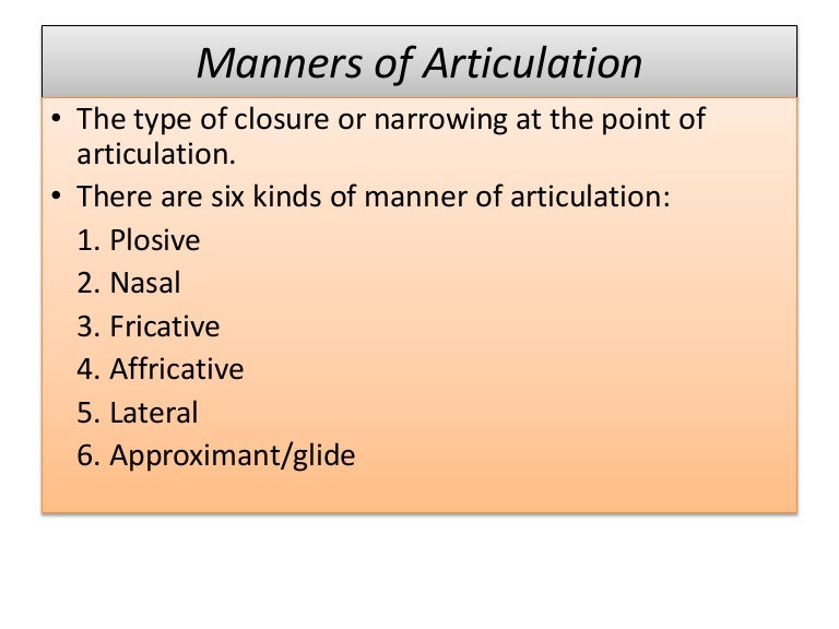 Manner of articulation
