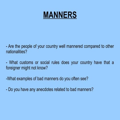 Manners   etiquette scenarios
