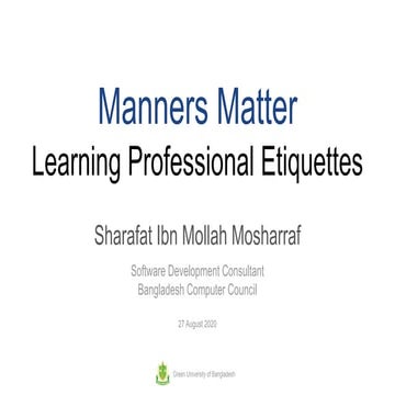 Manners Matter: Learning Professional Etiquettes