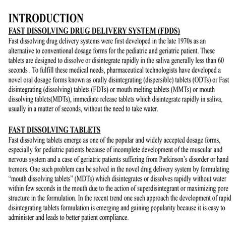 Fast dissolving tablets for disintegration of standardised drugs