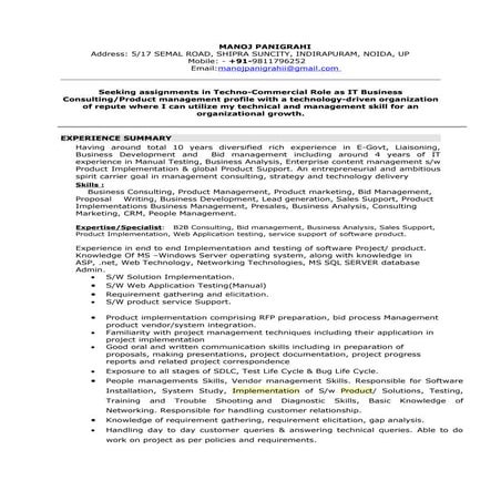 Manoj  resume business consulting