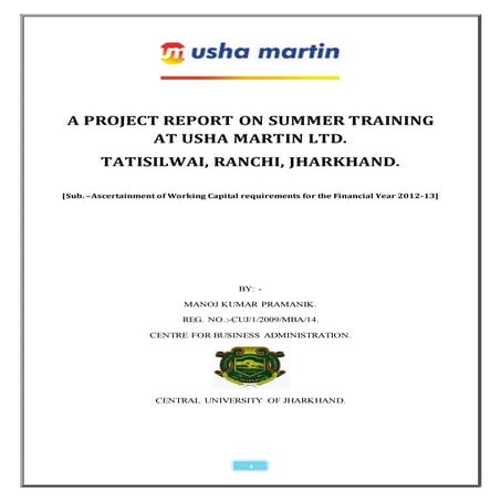 Manoj Usha Martin Project