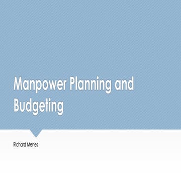 Manpower Planning and Budgeting