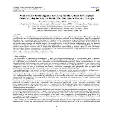 Manpower training and development