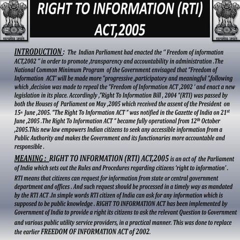 RIGHT TO INFORMATION ACT 2005 ,FULL THEORY-MANPREET SINGH (B.COM)
