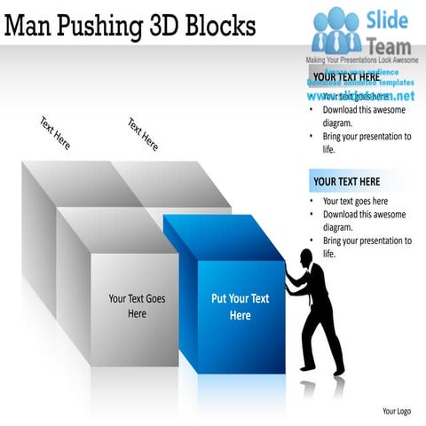 Man pushing 3d blocks powerpoint presentation slides ppt templates