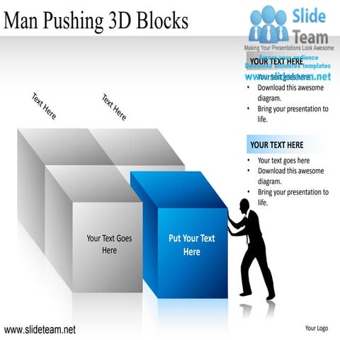 Man pushing 3d cubes building blocks stacked building blocks logical powerpoi...