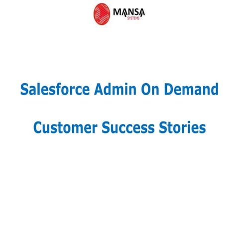 Mansa Systems - Salesforce Admin On Demand Customer Success Stories