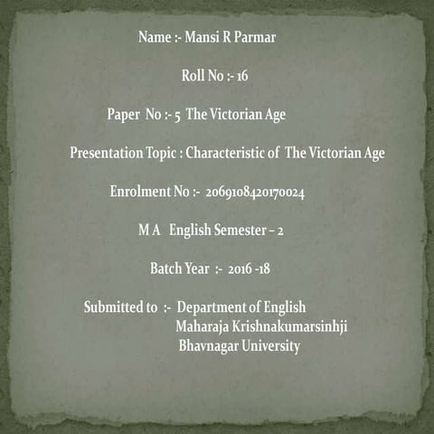 Characteristic of victorian age