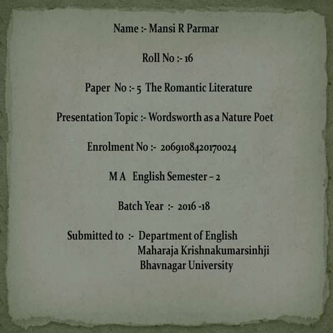 wordsworth as a nature poet