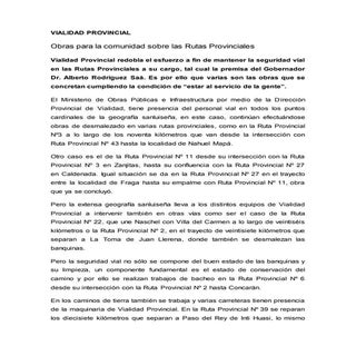 Manteniendo las rutas provinciales