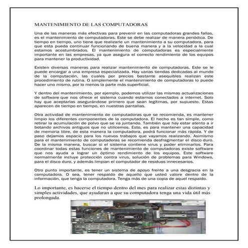 Mantenimiento de las computadoras