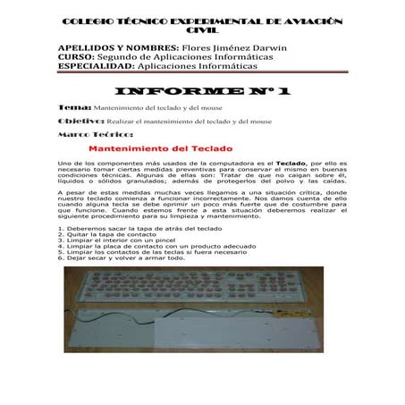 Mantenimiento del teclado y el mouse