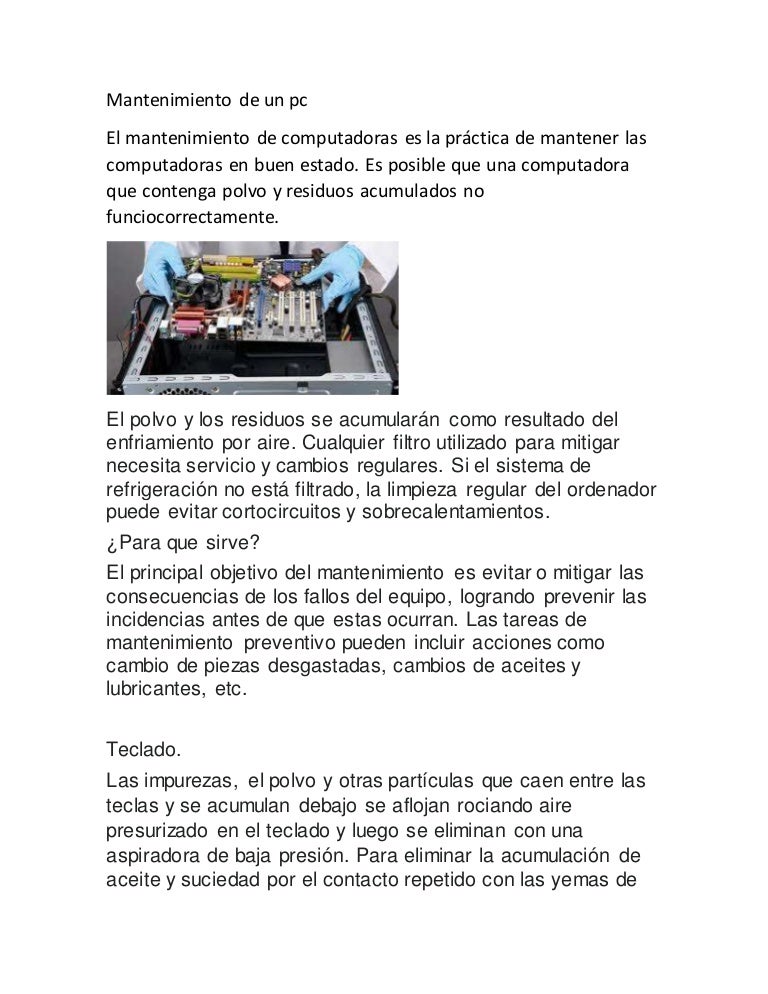 Mantenimiento de un pc