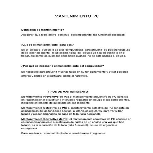 Mantenimiento  pc kenny