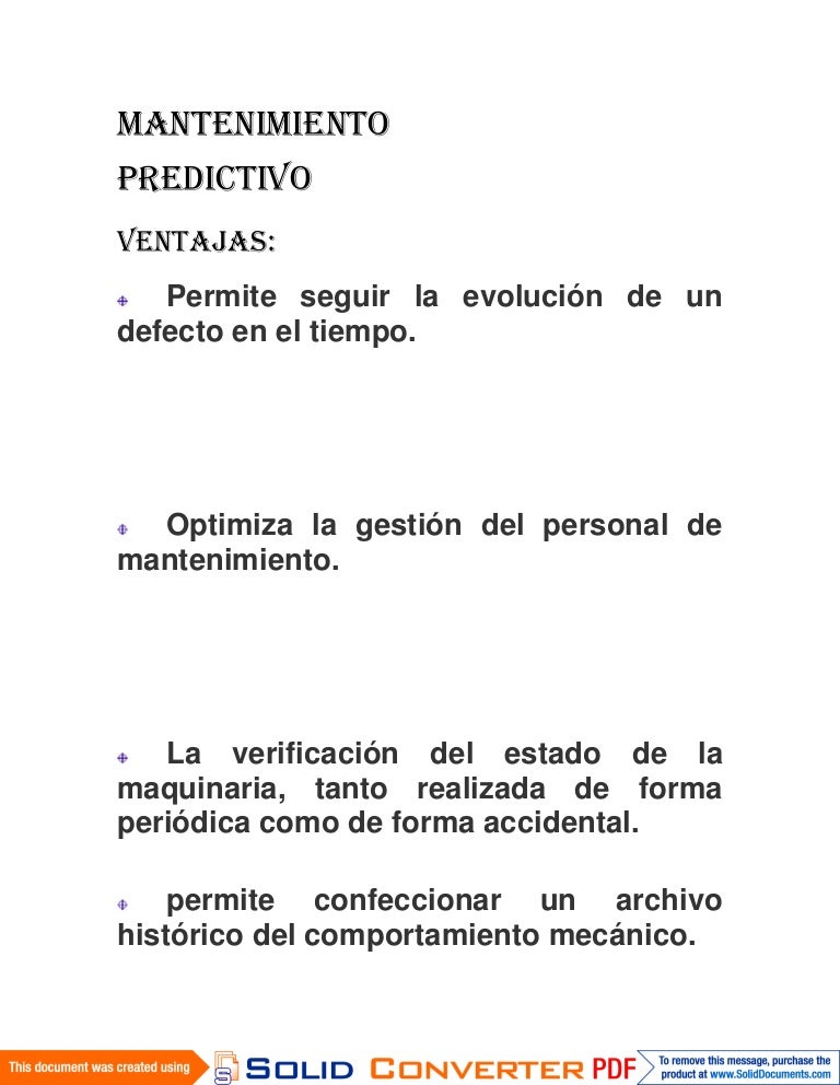Mantenimiento predictivo ventajas docx