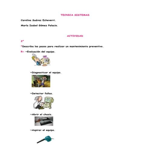 Mantenimiento y limpieza de computadores