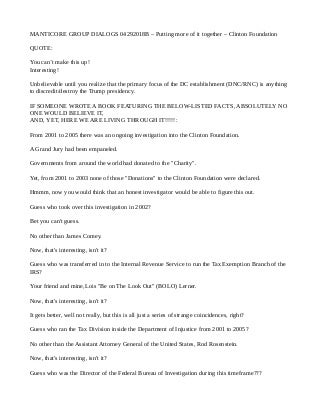 Manticore   putting more of it together clinton foundation 04292018