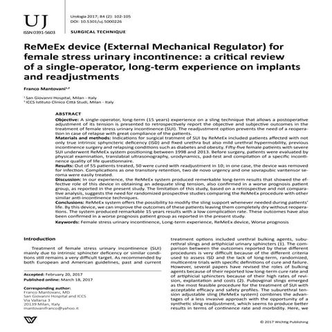 Urinary Stress Incontinence In Women | PDF