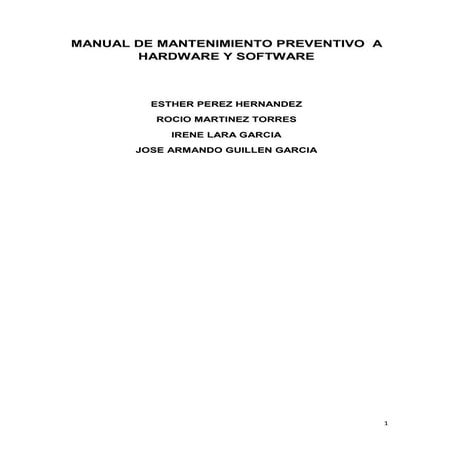 Manual de mantenimiento preventivo a hardware y software william | PDF