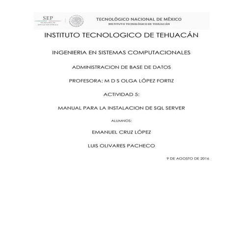 Manual de Instalacion de SQL Server | PDF