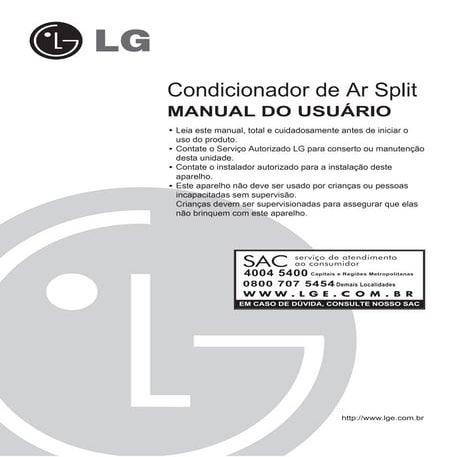 Manual ar condicionado LG Split | PDF