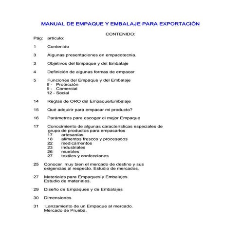 Manual envase-embalaje