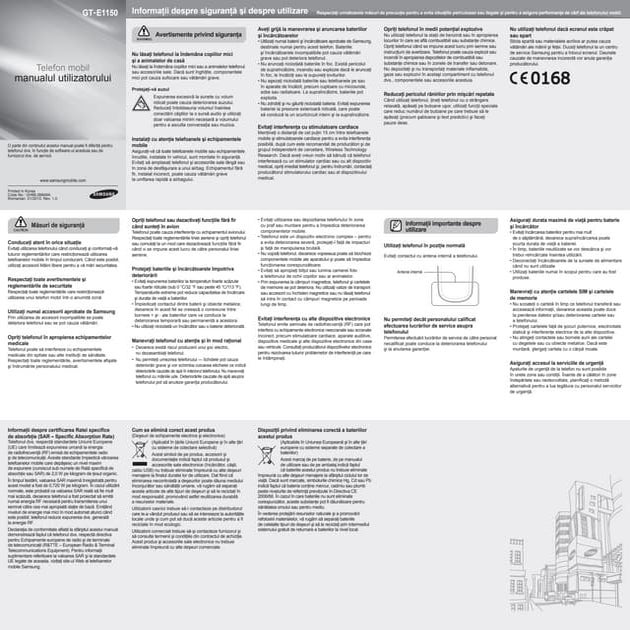 Manual instructiuni-samsung-e1170 | PDF