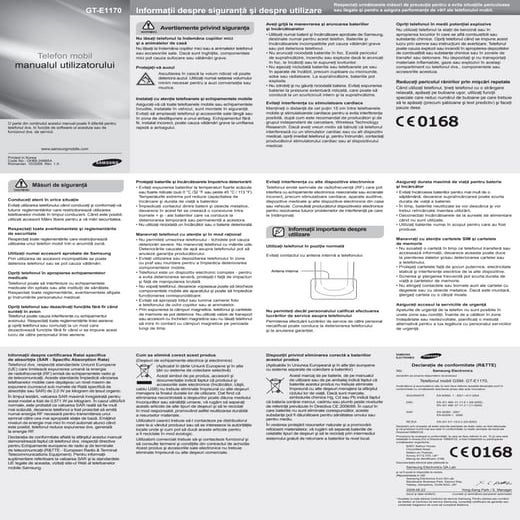 Manual instructiuni-samsung-e1170 | PDF